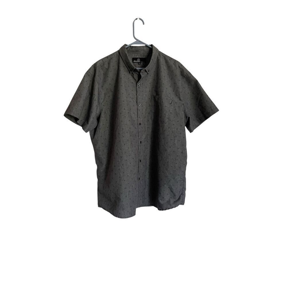Molokai Surf Co Mens Black Gray Block Print Short Sleeve Button Down Shirt 2XL
